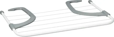 Image de Séchoir suspendu Relaxdays, séchoir à linge à accrocher sur un radiateur ou un balcon, petit modèle, support à linge, longueur de séchage de 3 m, blanc