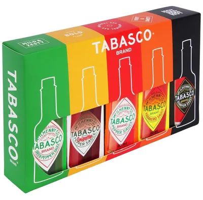 Produktbild von Tabasco Scharfe Soßen Geschenkset - Hot Sauce Set mit 5 verschiedenen Geschmacksrichtungen - Chili Sauce 100% natürliche Zutaten