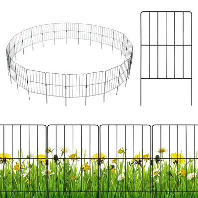 Metall-Gartenzaun 25-teilig, 61 cm, schwarz, klappbar