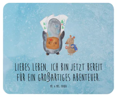 Produktbild von Mr. & Mrs. Panda Mouse Pad Pinguin & Maus Wanderer - Eisblau - Geschenk, Mauspad, Wandern, Mousepad, laptop, Wanderlust, Abenteuer, computer, pc