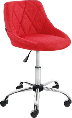 Produktbild von Arbeitshocker Lazio Stoff rot, höhenverstellbar, drehbar, mit Rückenlehne, 5 Rollen, 47x49 cm