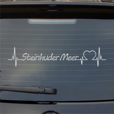 Produktbild von Heckscheibenaufkleber Steinhuder Meer Herzschlag Puls See Sea Liebe 55x11 cm Silber Auto Aufkleber Sticker