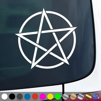 Produktbild von PantherPixel Pentagramm Aufkleber Gothic Hexen Magie Metal Sticker Auto Geschenkidee Farbe Weiss