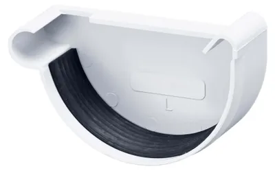 Produktbild von INEFA Dachrinnen Endstück halbrund, PVC NW150 / 150mm, links Weiß Dachrinnenzubehör, einfache Steckmontage,  Germany