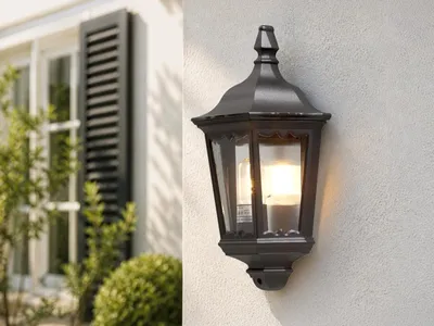 Produktbild von Konstsmide Firenze Wandleuchte schwarz lackiertes Aluminium, klares Glas 7229-750