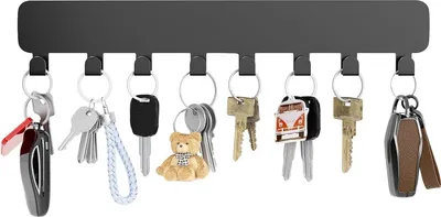 Produktbild von Schlüsselbrett mit 8Haken, Schlüssel Organizer Wand Schwarz, Schlüsselhalter für Wandhaken Nachbildung, key holder (32cm)