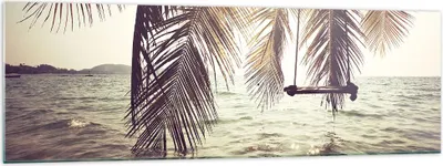 Produktbild von Bilder auf glas - Meer Palme Wasser - 160x50cm - Glasbilder - Wandbilder - Kunstdruck - zum Aufhängen bereit - Wanddekoration aus Glas - Glas Bilder - Wandbild auf Glas - Einteilig - GAB160x50-3634