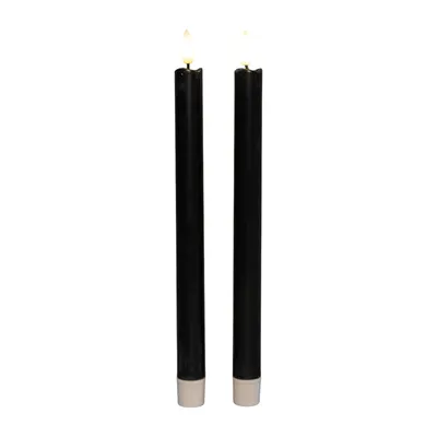 Produktbild von Coen Bakker LED Stabkerzen schwarz Timer Tafelkerzen Kunststoff 3D Flamme 2x26cm