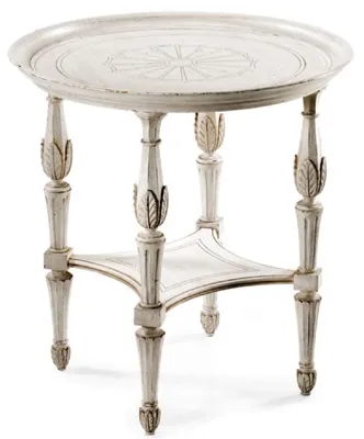 Produktbild von Casa Padrino Luxus Barock Beistelltisch Antik Weiß / Braun - Runder Barockstil Massivholz Tisch - Luxus Möbel im Barockstil - Barock Möbel - Luxus Qualität - Italy