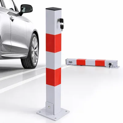 Produktbild von Mucola Absperrpfosten Klappbar Parkplatzsperre Parkpfosten 65CM Poller Klapppfosten abschliessbar Stilpoller Absperrbänder Absperrung