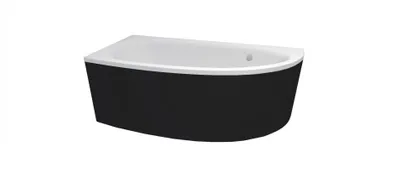Produktbild von Badewanne - Asymetrisch Milena 150X70 cm LINKS mit Ablaufgarnitur und Füßen (mit Schwarz Schürze)