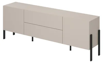 Productafbeelding van TV-meubel SALMA – 2 deuren & 2 laden met Push-to-Open systeem – beige & mat zwart, 207×70×40 cm