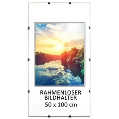 Obrázek produktu pro MG Design Bezrámový obrazový rám, 50 x 100 cm - s klipy, akrylové sklo, HDF deska - pro vertikální nebo horizontální zavěšení/postavení