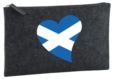 Produktbild von Huuraa Kulturbeutel Schottland Flagge Herz 1 Liter Charcoal Filz Kosmetiktasche Geschenkidee