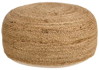 Obrázek produktu pro BELIANI Puf taburet béžový juta s výplní z EPS kuliček kulatý 70 x 70 cm boho styl obývací pokoj