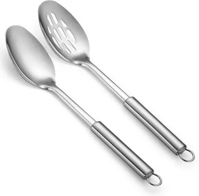 Produktbild von Famanu Kochlöffel Set - Ergonomisches Design - Edelstahl und Schaumlöffel