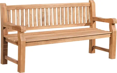 Produktbild von CLP Teakbank Jackson V2 Gartenbank mit Rückenlehne wetterfest stabil massiv teak Größe 200 cm