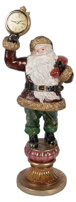 Imagen del producto de Figura decorativa navideña de Clayre & Eef, con forma de Papá Noel, de 15x13x39 cm, color rojo, fabricada en plástico