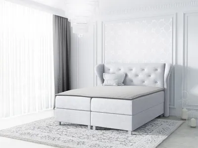Obrázek produktu pro Hotelová manželská postel 200x200 TANIS - šedá + topper
