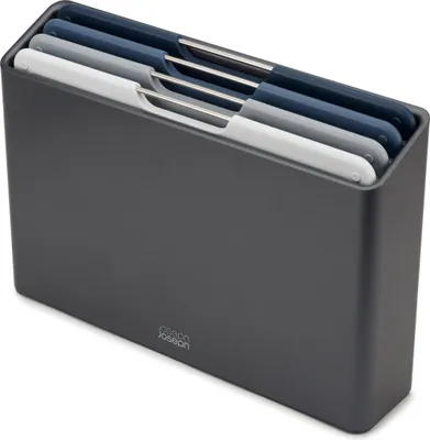 Produktbild von Joseph Joseph Folio™ 4-teiliges Set farblich gekennzeichneter Schneidebretter mit Aufbewahrungsbehälter (Groß) - Grahpit