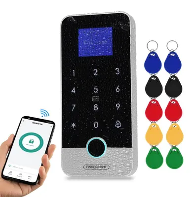 Produktbild von Zugangskontrolltastatur Fingerabdruck RFID-Schloss - Wasserdicht IP65 - Bluetooth Tuya - Mit Farbdisplay - 10 Schlüsselanhänger