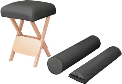 Obrázok produktu pre Skladacia masérska stolička, 12 cm sedadlo, 2 podložky, čierna