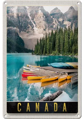 Produktbild von Blechschild Reise 20x30cm Kanada Europa Meer Gebirge Boot Urlaub