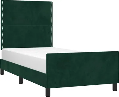 Produktbild von vidaXL Bettgestell ohne Matratze Dunkelgrün 90x200 cm Samt