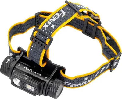 A Fenix HM70R LED headlamp with its adjustable strap.