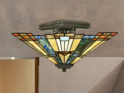 Produktbild von Ausgefallene Deckenleuchte im Tiffany Stil bunt für Wohnzimmer & Flur, Ø36cm