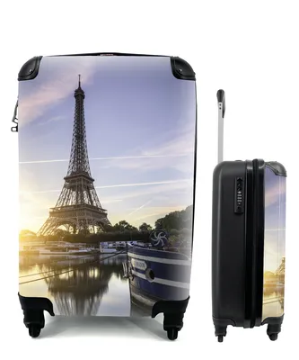 Produktbild von MuchoWow® Koffer Handgepäck Trolley Rollkoffer Kleine Reisekoffer mit 4 Rollen - Eiffelturm - Paris - Wasser - Cabin Size < 55x40x23 cm & 55x40x20 cm - Fotokoffer - Kabinenkoffer - Boardgepäck - Reise-Box - Reisekoffer - Reisegepäck - Koffer mit Bild - Trolley für Kinder