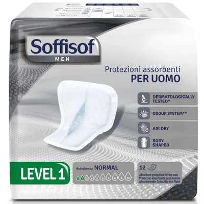 Imagen del producto de Soffisof Men Level 1 - 12x Compresas Protectora Incontinencia Hombre - 2 Gotas