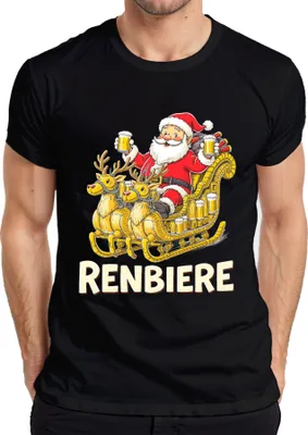 Produktbild von RENBIERE Lustiges Weihnachten Bier Rentier Santa Geschenk Party Herren T-Shirt, Schwarz, M