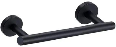 Image de Porte-serviettes en barre, 23 cm, acier inoxydable, finition noir mat, fixation murale, pour cuisine ou salle de bain