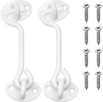Image de Crochets de sécurité - blancs - 10 cm - acier inoxydable - lot de 2
