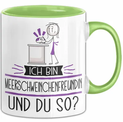 Produktbild von Meerschweinchenfreundin Tasse Geschenk Ich Bin Meerschweinchenfreundin Und Du So Geschenkidee Lustiger Spruch Becher (Grün)