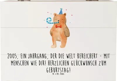 Produktbild von Mr. & Mrs. Panda Box 2005 Geburtstag 22 x 15 cm - Weiß - Geschenk, Happy Birthday, Jubilar, Truhe, unvergessliche Jahre, besonderen Menschen, Geschenkbox, schatztruhe