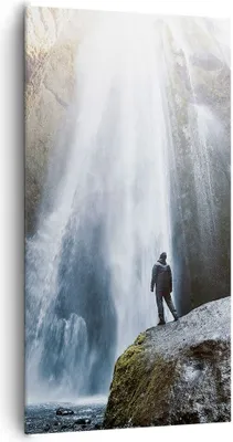 Produktbild von Bild auf Leinwand - Leinwandbild - Berg Wasserfall - 65x120cm - Wand Bild - Wanddeko - Wandbilder - Leinwanddruck - Bilder - Kunstdruck - Wanddekoration - Leinwand bilder - Wandkunst - PA65x120-4093
