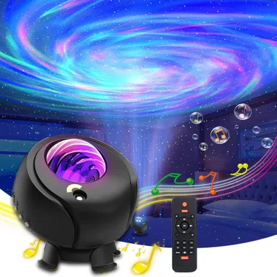 Produktbild von LED Sternenhimmel Projektor Aurora Galaxy Nachtlicht Bluetooth Sternenprojektor Lampe mit Fernbedienung und Timer, Schwarz