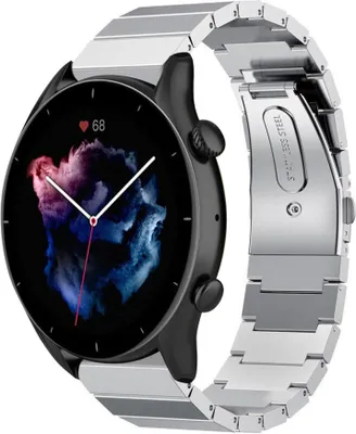Produktbild von Strap-it Metallarmband - Kompatibel mit Amazfit GTR 3 (Pro) Armband Ersatzarmband Edelstahl - Faltschließe - Hochwertiges Material - für Smartwatch 22mm Armband Silber