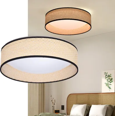 Produktbild von LED-Deckenleuchte kreisförmig CCT 3000K-4000K-6000K 30W - Rattanschirm - Ø40cm