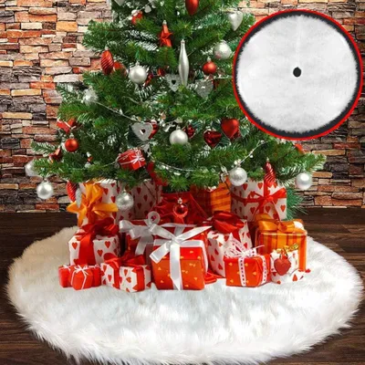 Produktbild von Runde Schneeflocken-Baumdecke – Plüsch-Weihnachtsbaumrock