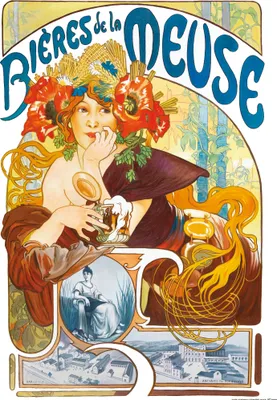 Produktbild von Alphonse Mucha Kunstdruck Bild - Biere Von Der Maas, 1897 (80 x 60 cm)