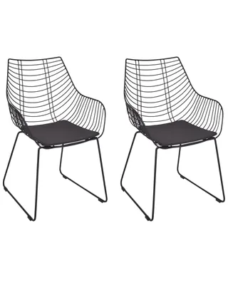 Obrázek produktu pro BELIANI Sada 2 jídelních židlí černá kovová drátěný design sedák z umělé kůže glamour industriální moderní styl kuchyně jídelna