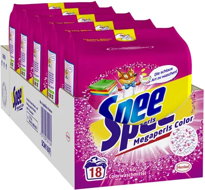 Produktbild von Spee, Megaperls Color 3+1, Colorwaschmittel, 90 (5 x 18) Waschladungen, Reinheit, Strahlkraft und Frische für deine Buntwäsche - zum schlauen Preis