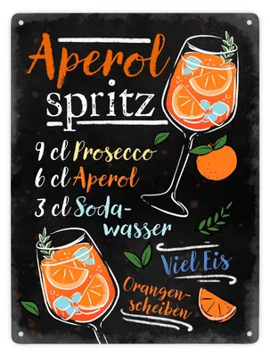 Produktbild von Cocktail-Rezept Aperol Spritz Metallschild XXL in 28x38 cm