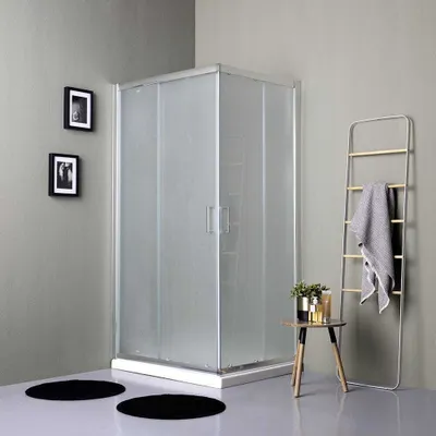 Immagine prodotto di Cabina doccia rettangolare 100x80 satinata ante scorrevoli 6mm | Giada