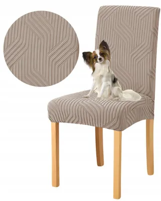 Produktbild von Stuhlhusse - Cappuccino Beige Zopfmuster - Universeller Stuhlbezug - Passend für Henriksdal - Waschbar