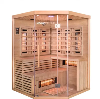 Produktbild von HOME DELUXE – Infrarotkabine SAHARA XXL – 150 x 150 x 200 cm - für 2 - 3 Personen, 8 Vollspektrumstrahler, Holz: Hemlocktanne I Infrarotsauna, Sauna, Wärmekabine, Infrarot