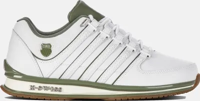 Produktbild von K-Swiss Rinzler Herren Sneaker, weiß/grün, 44 EU, Low-Cut, gepolsterter Einstieg, Leder, Gummi, Textil, auffällige Metallteile